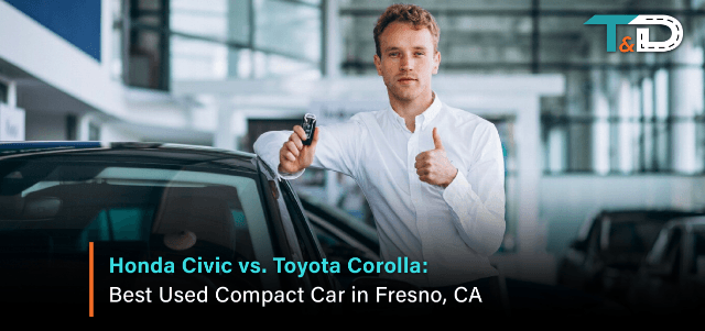 Explore the battle between Honda Civic and Toyota Corolla for the title of the best used compact car in Fresno, CA. T&D Auto Group offers an in-depth comparison to guide your choice